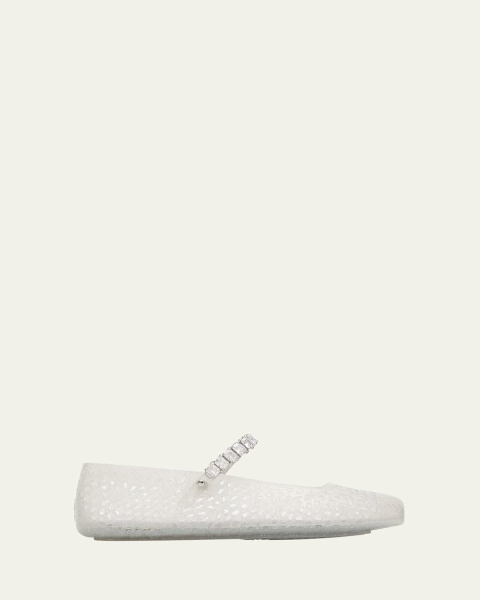 The Jelly Glitter Crystal-Strap Ballerina Flats